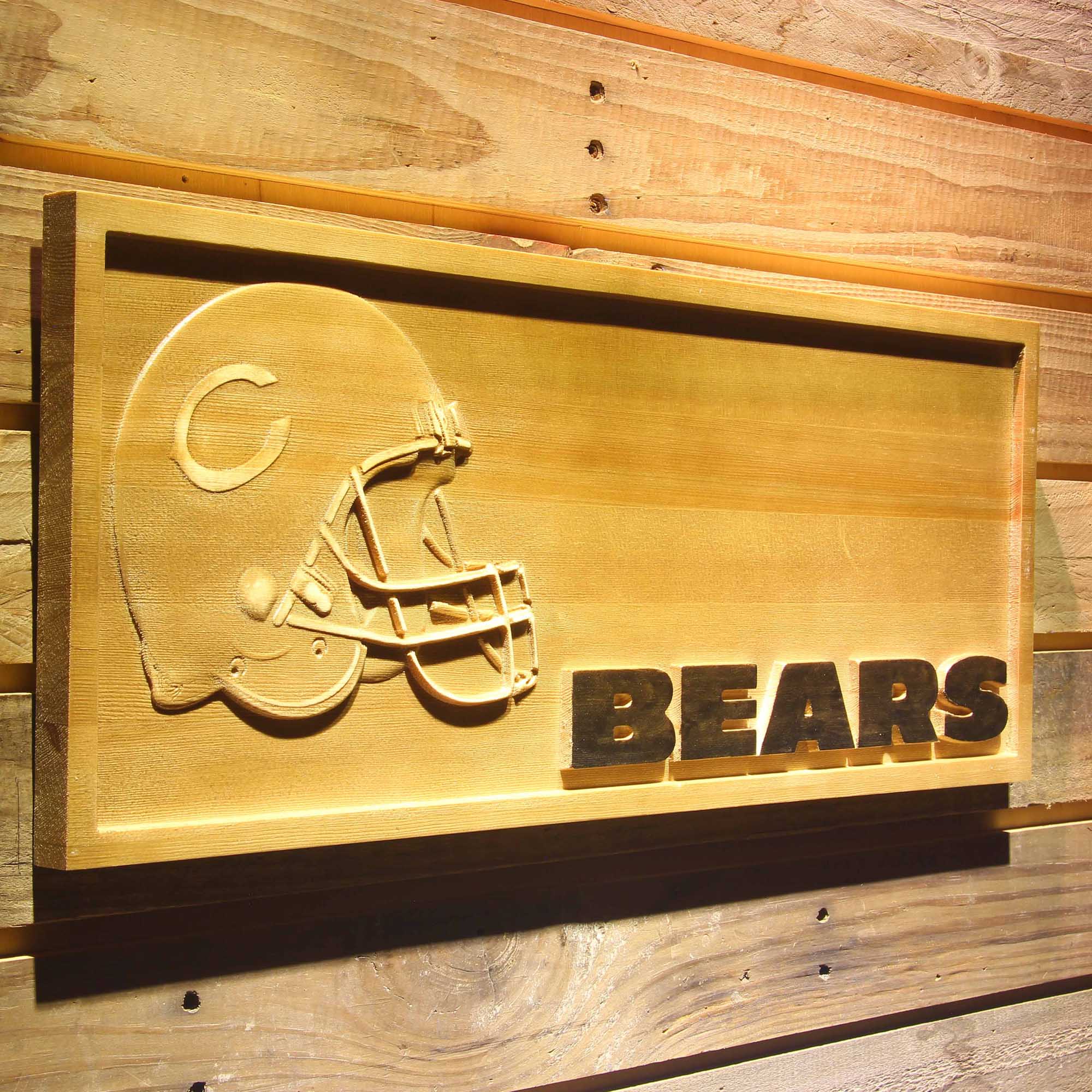 Chicago Bears 3D Solid Wooden Craving Sign
