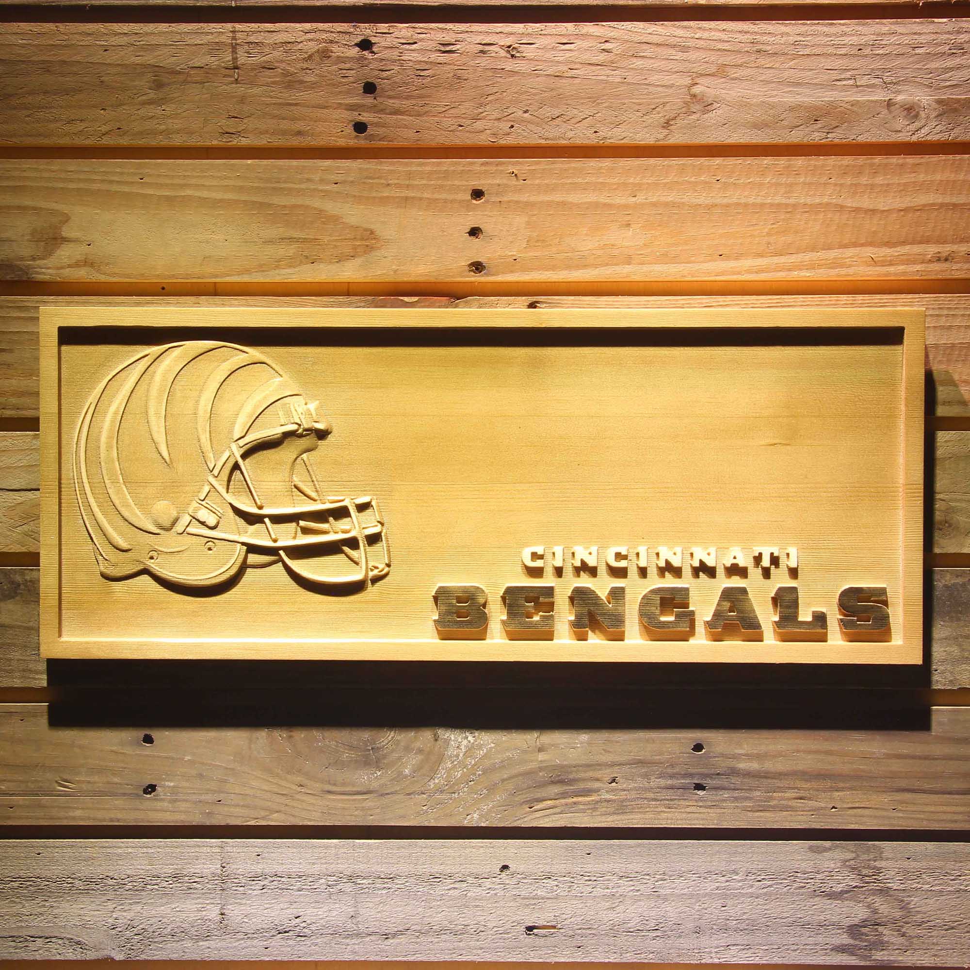 Cincinnati Bengals 3D Solid Wooden Craving Sign