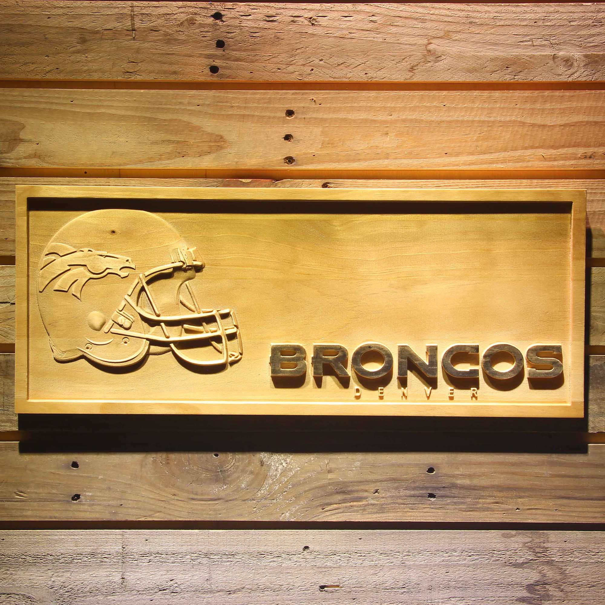 Denver Broncos 3D Solid Wooden Craving Sign