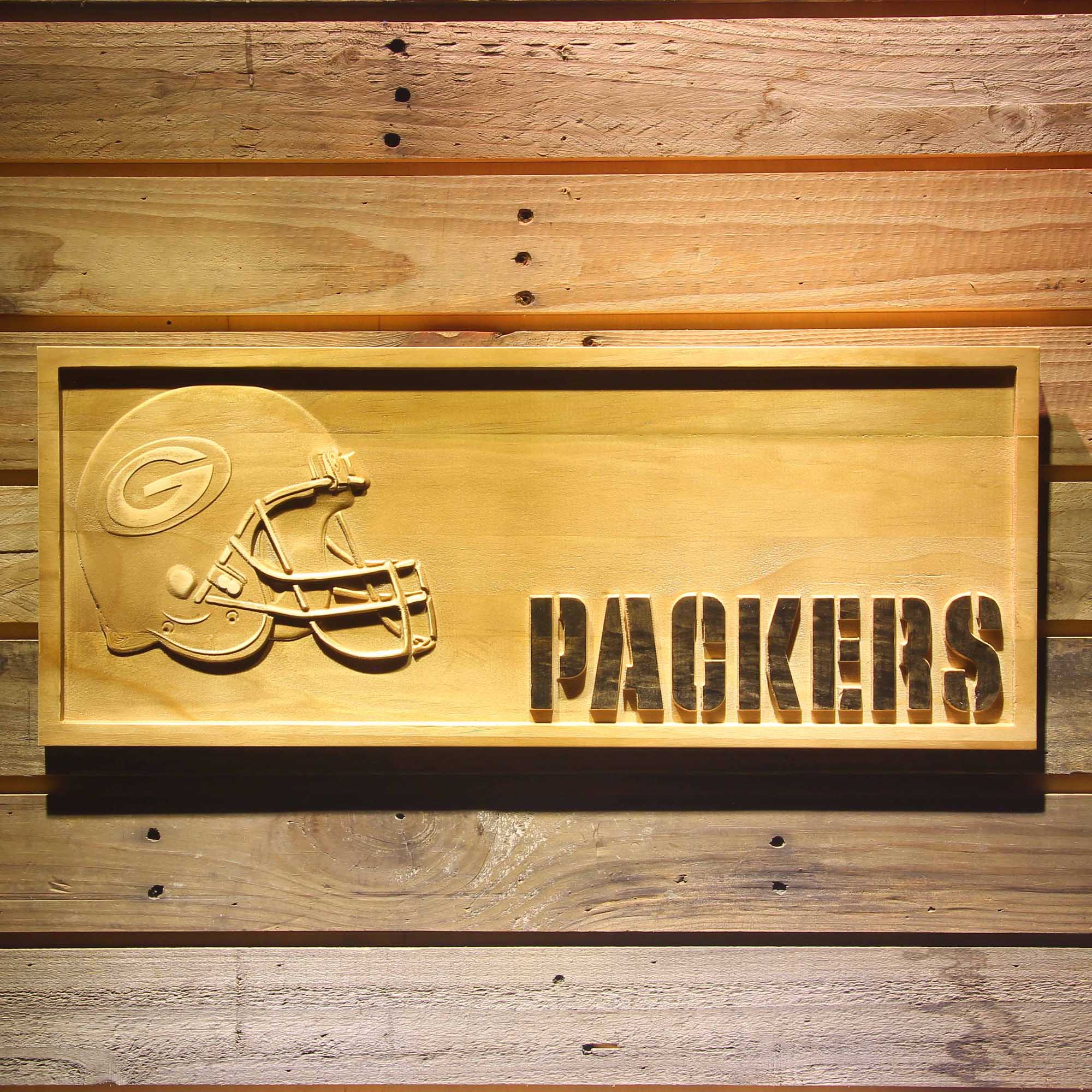 Green Bay Packers 3D Solid Wooden Craving Sign
