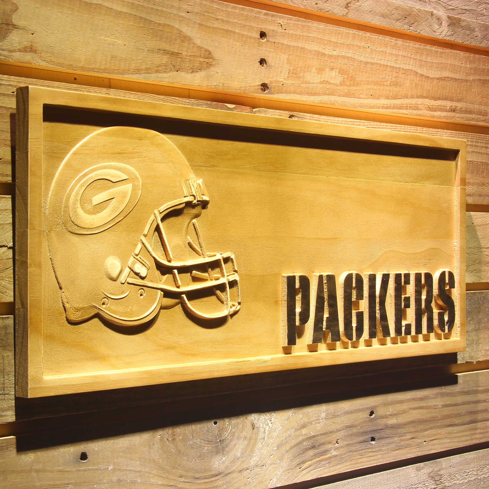 Green Bay Packers 3D Solid Wooden Craving Sign