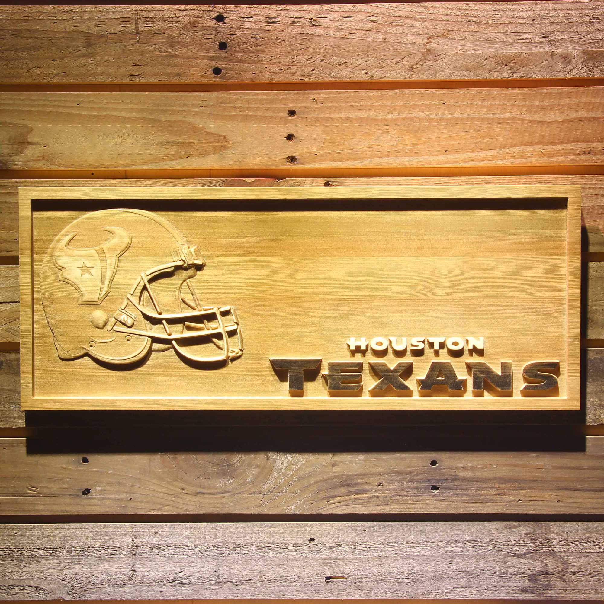 Houston Texans 3D Solid Wooden Craving Sign