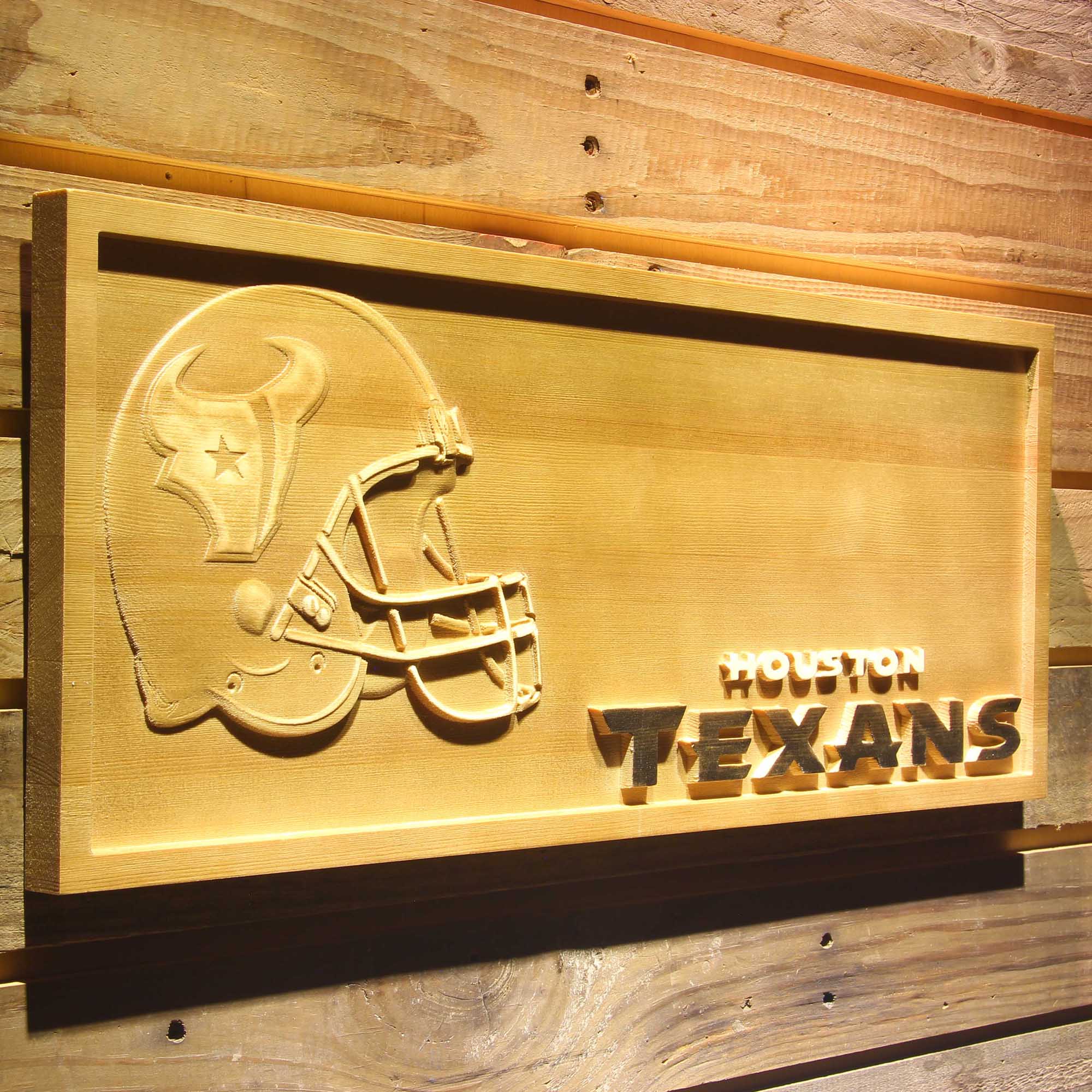 Houston Texans 3D Solid Wooden Craving Sign