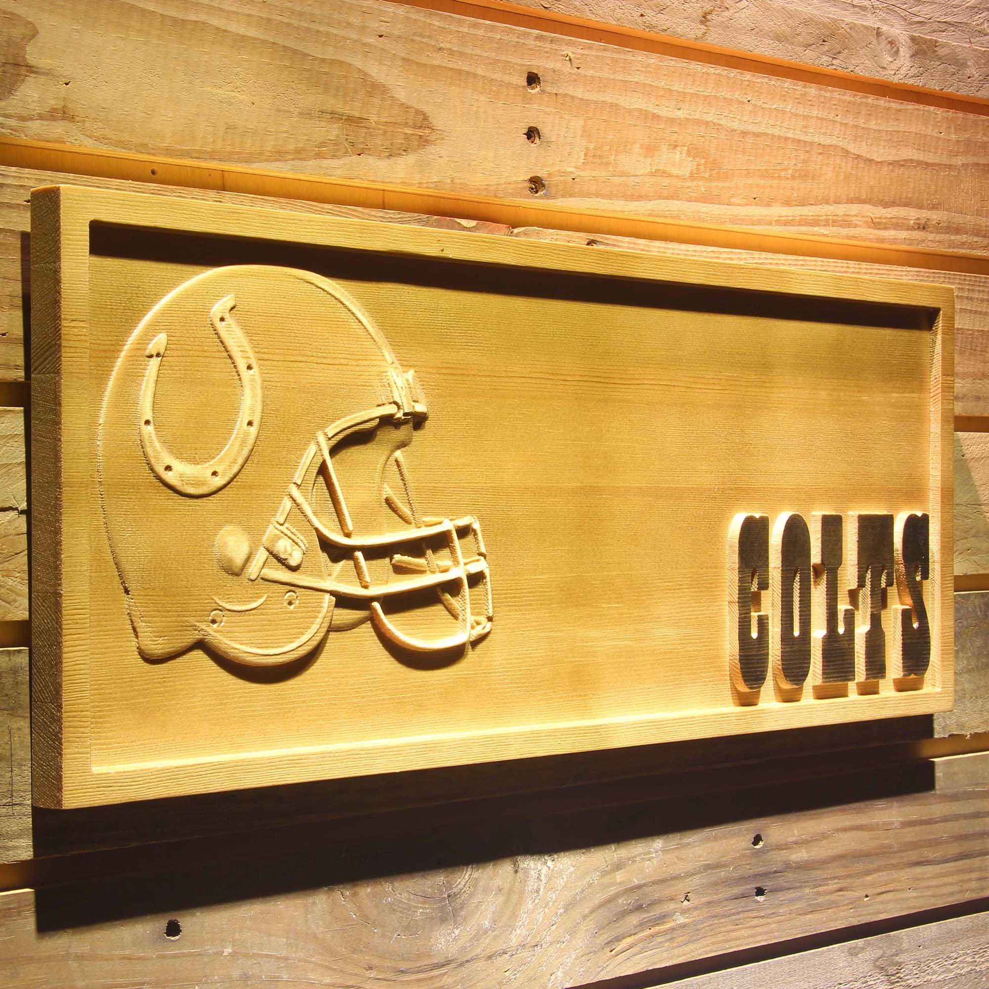Indianapolis Colts 3D Solid Wooden Craving Sign