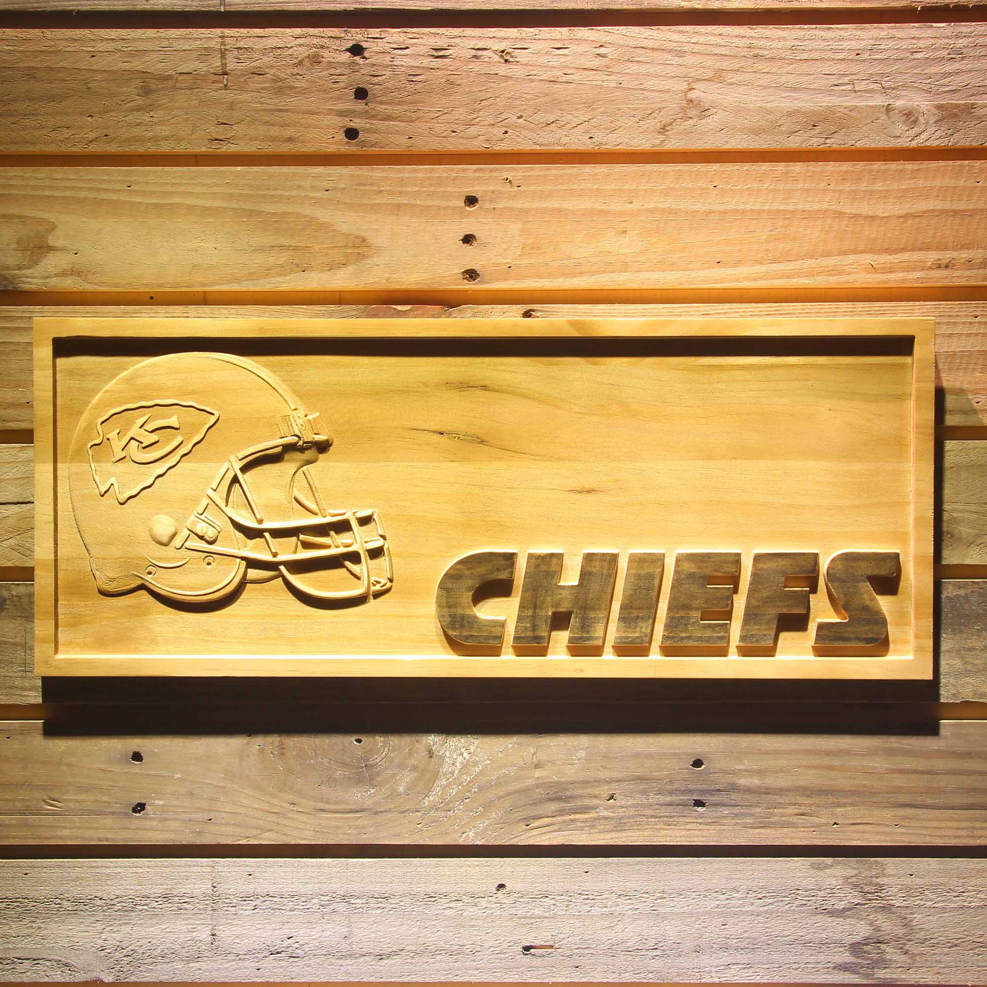 Kansas City Chiefs 3D Solid Wooden Craving Sign
