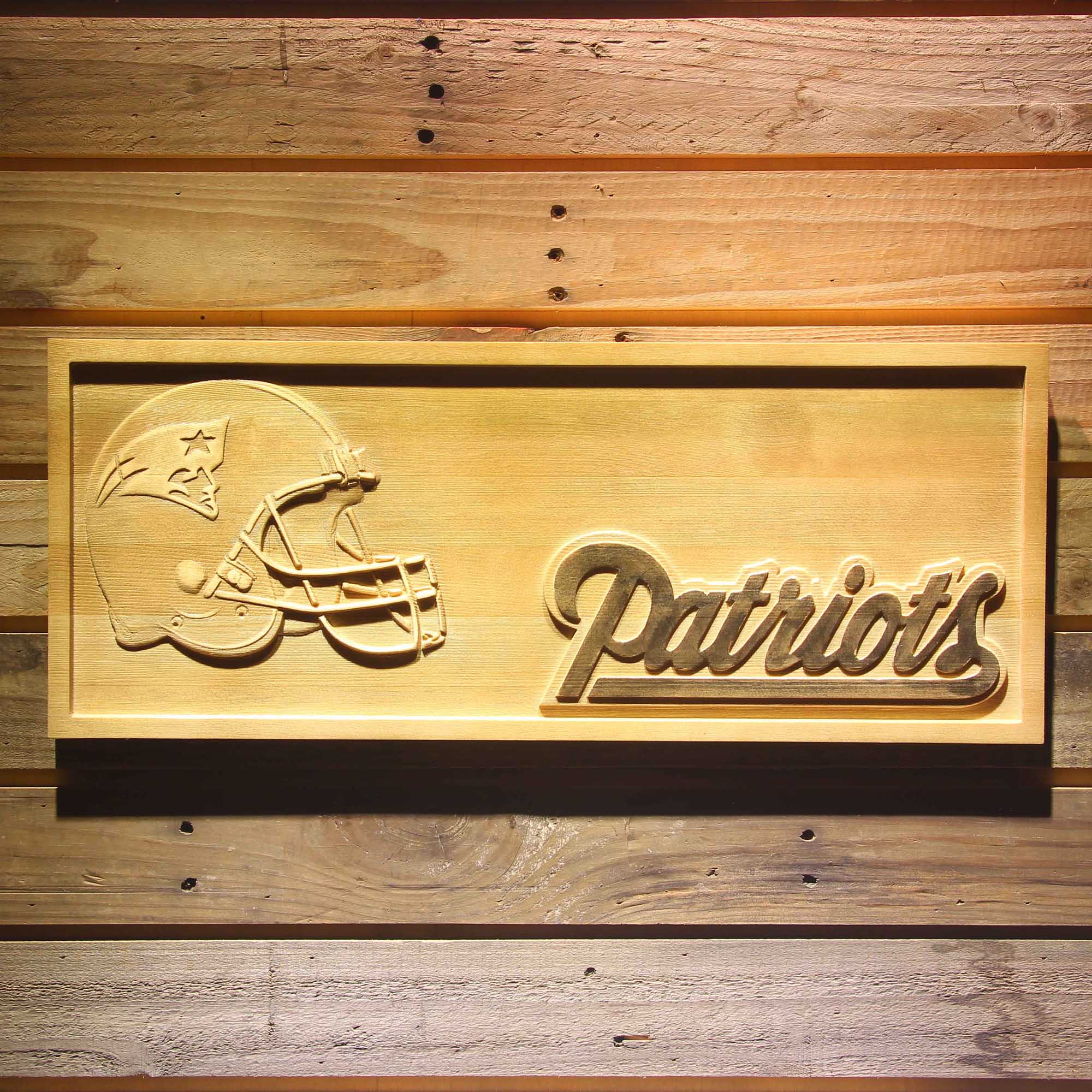 New England Patriots 3D Solid Wooden Craving Sign
