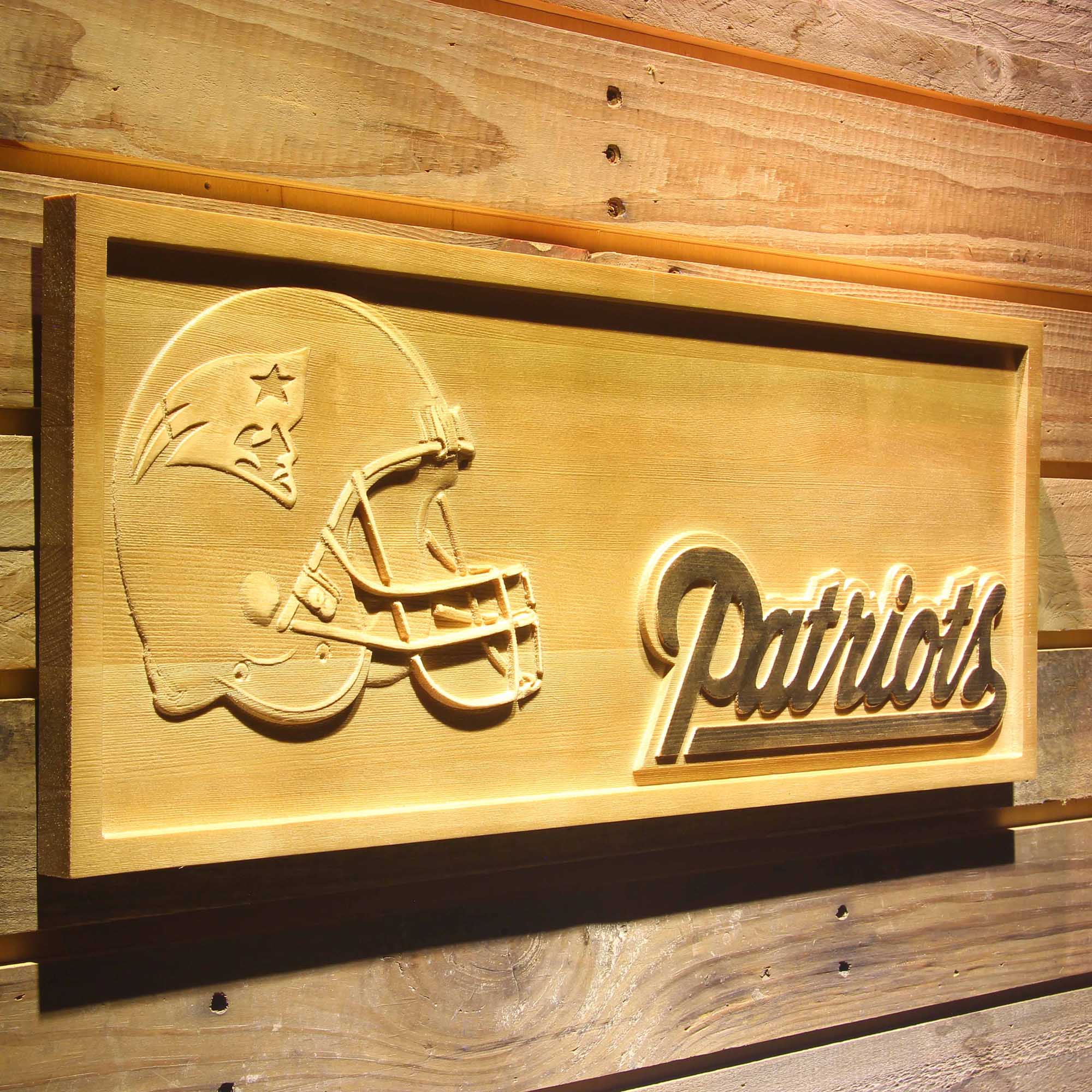 New England Patriots 3D Solid Wooden Craving Sign