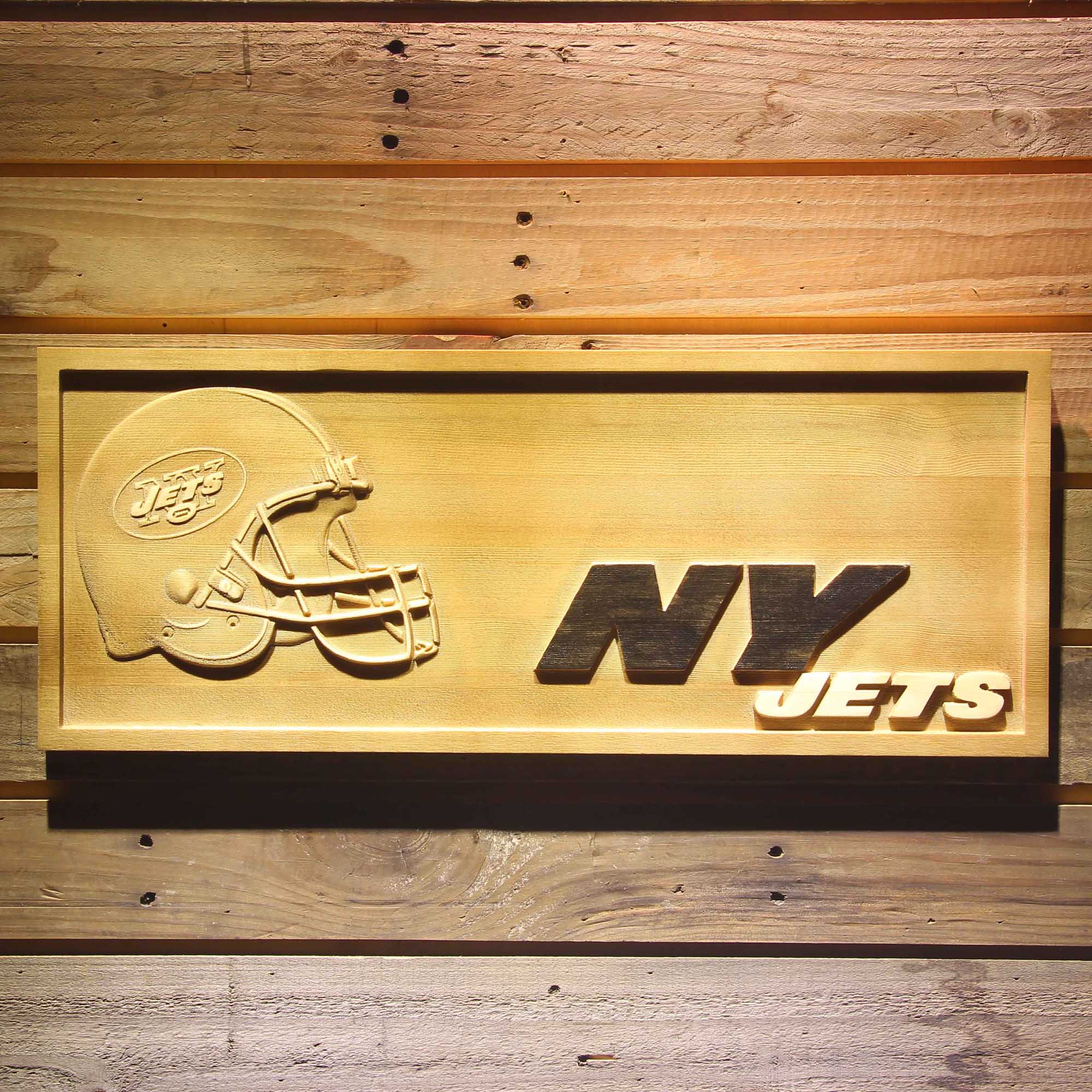 New York Jets 3D Solid Wooden Craving Sign