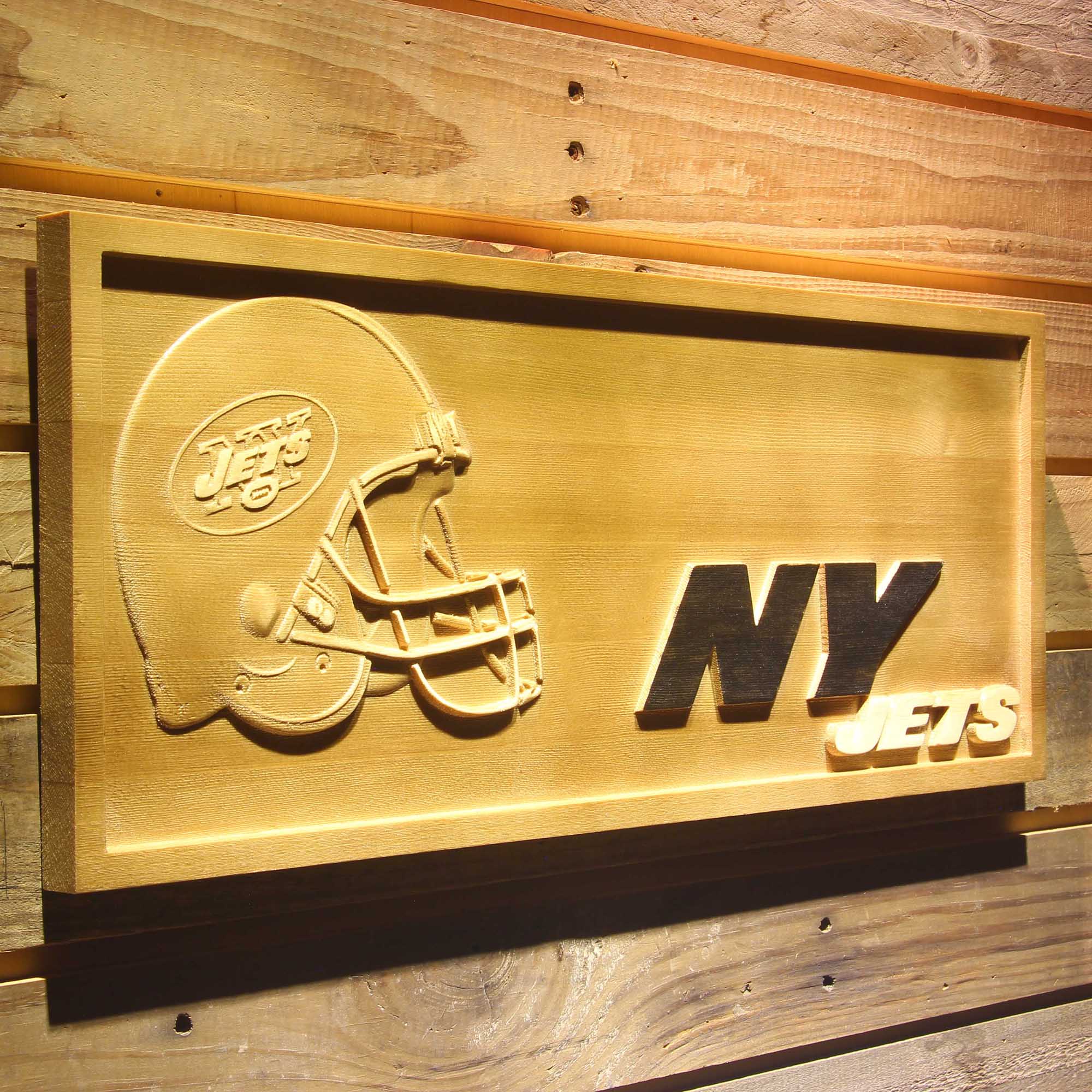 New York Jets 3D Solid Wooden Craving Sign