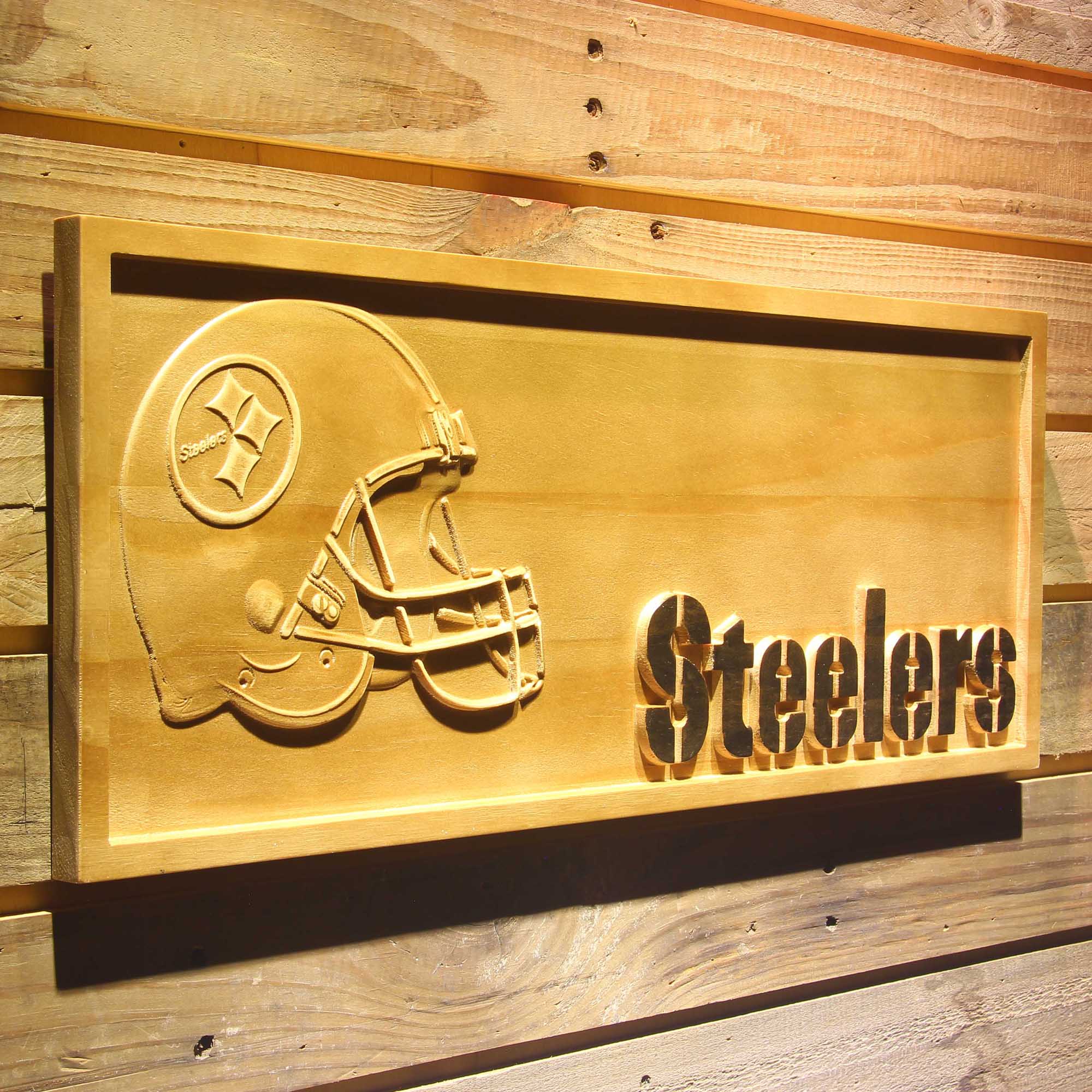 Pittsburgh Steelers 3D Solid Wooden Craving Sign