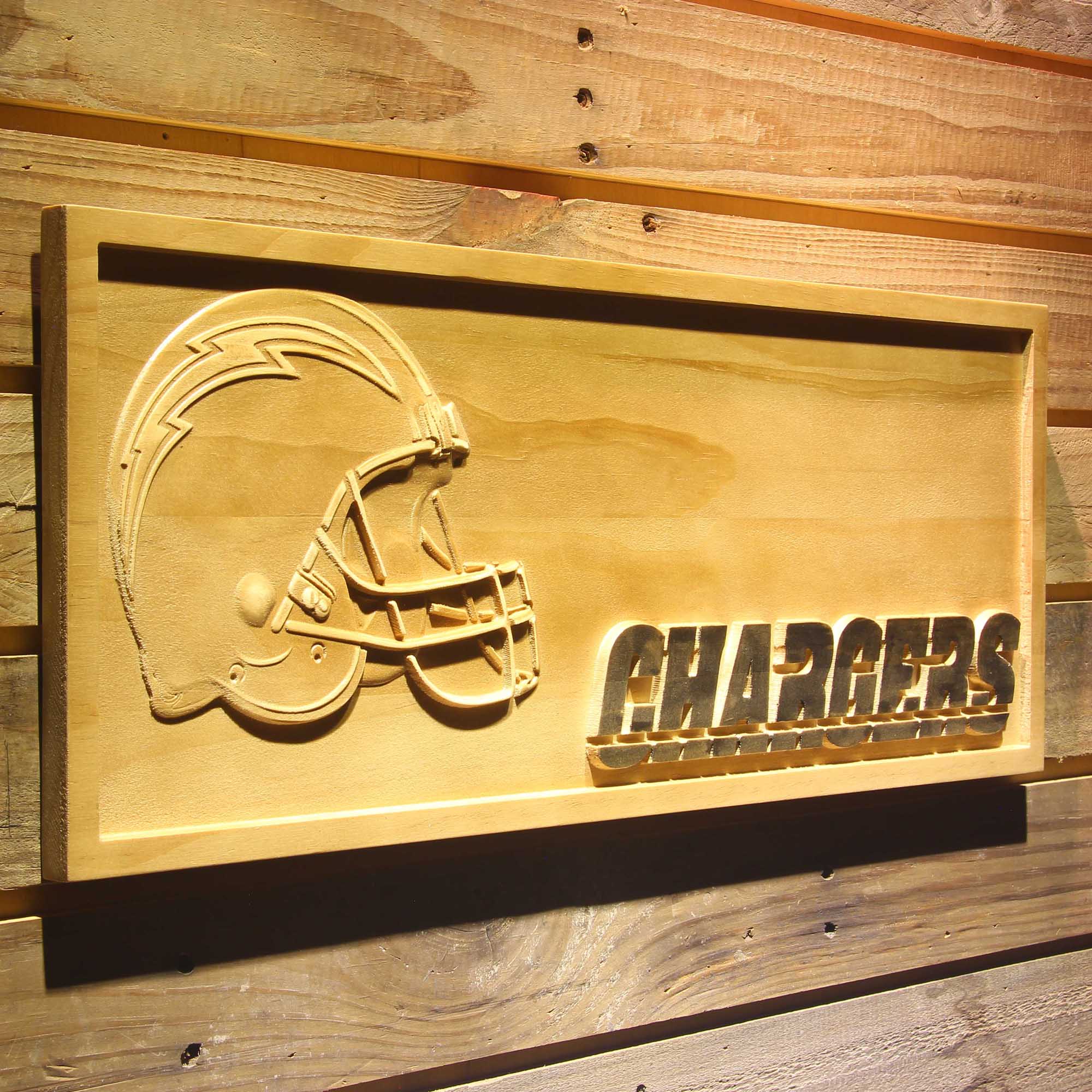 Los Angeles Chargers 3D Solid Wooden Craving Sign