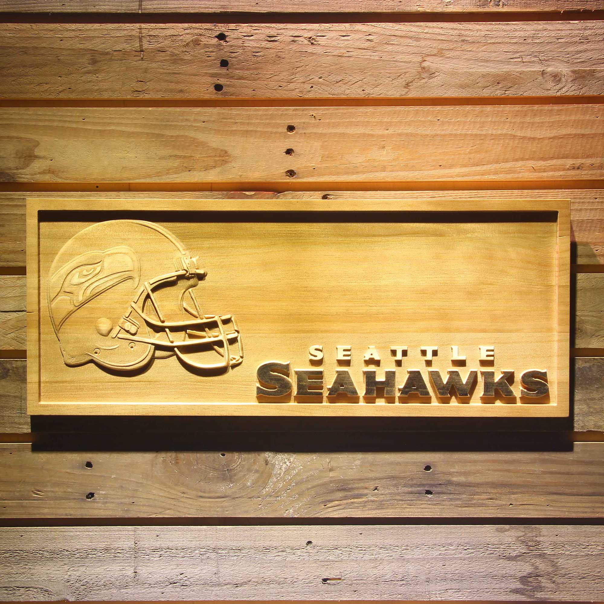 Seattle Seahawks 3D Solid Wooden Craving Sign