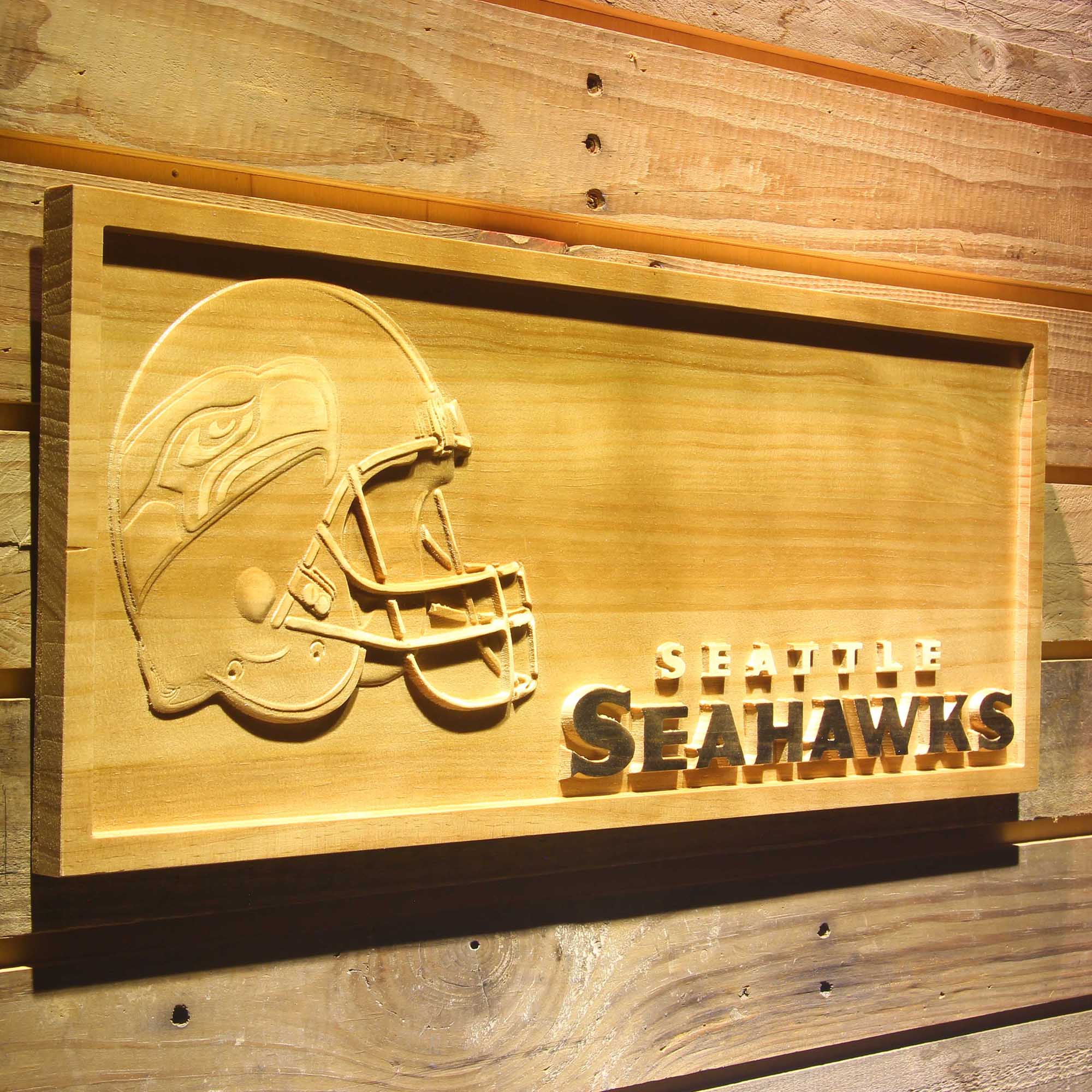 Seattle Seahawks 3D Solid Wooden Craving Sign