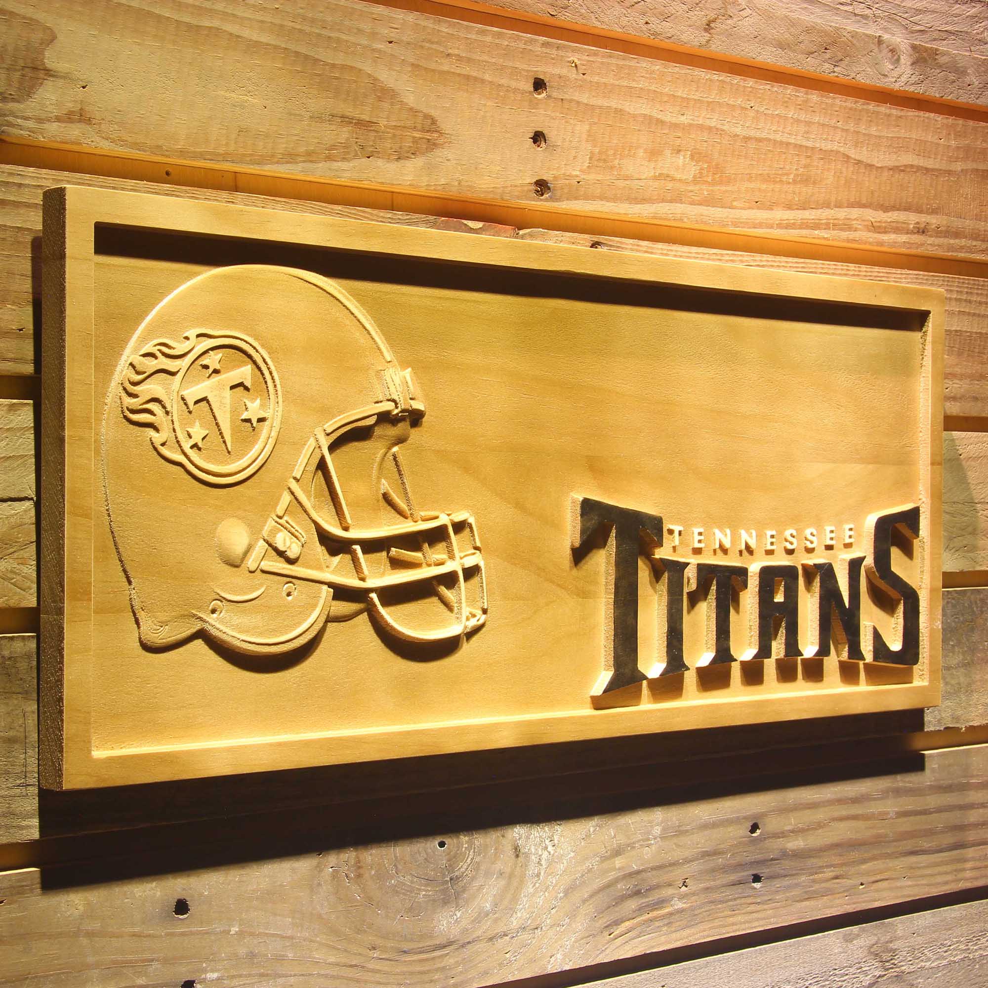 Tennessee Titans 3D Solid Wooden Craving Sign