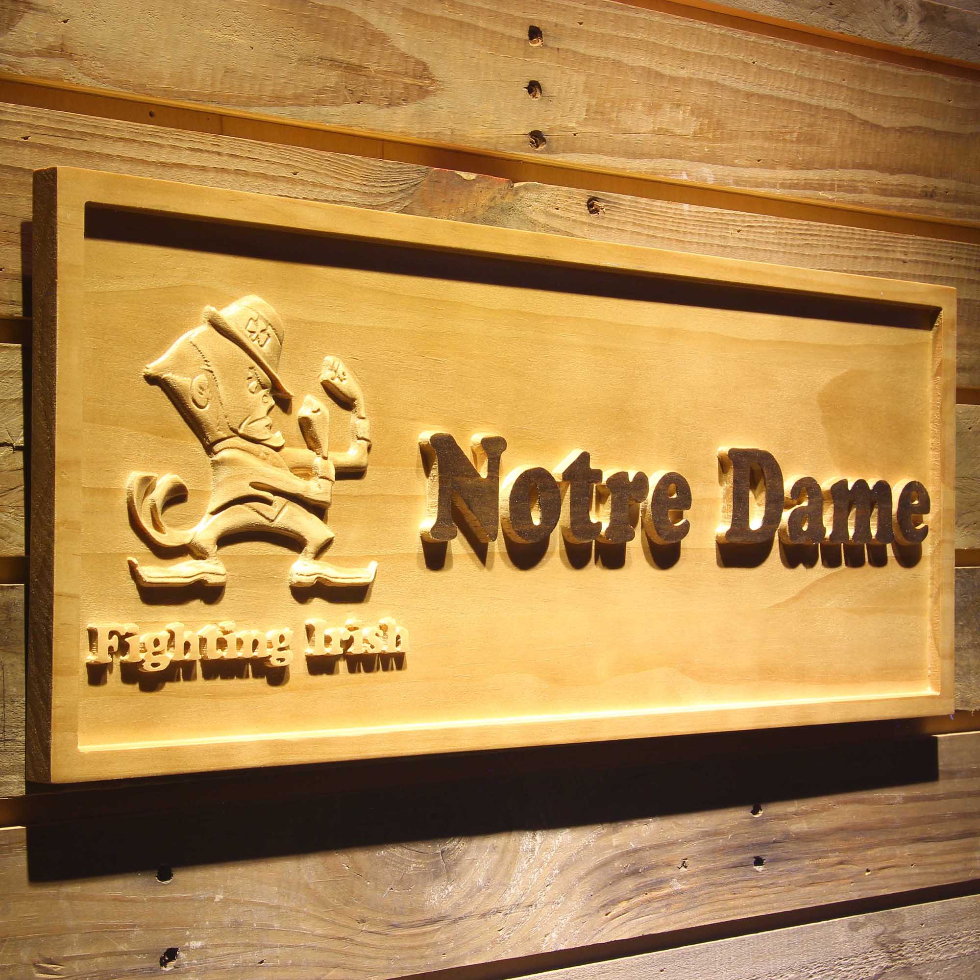 Notre Dame Fighting Irish 3D Solid Wooden Craving Sign