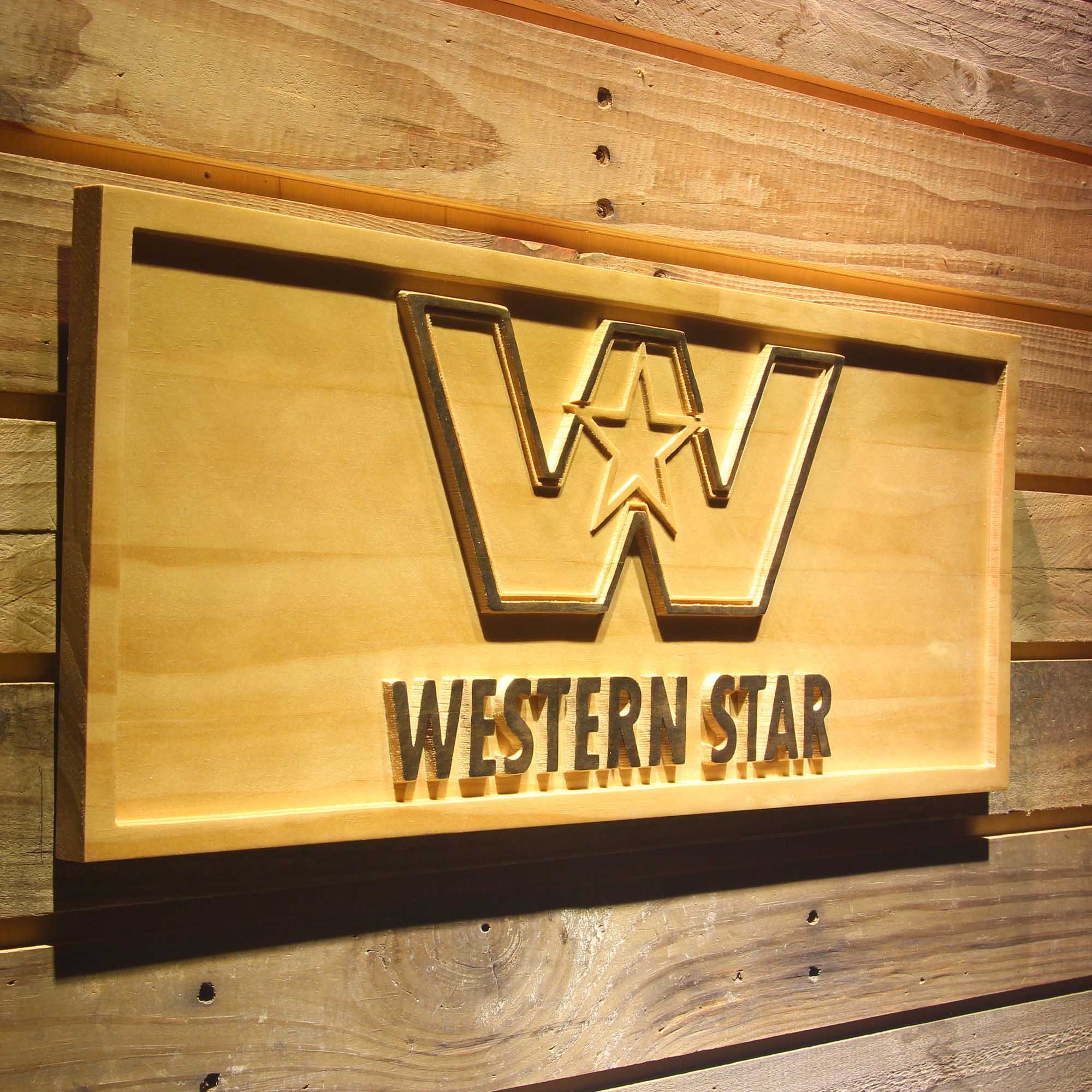 Western Star 3D Solid Wooden Craving Sign