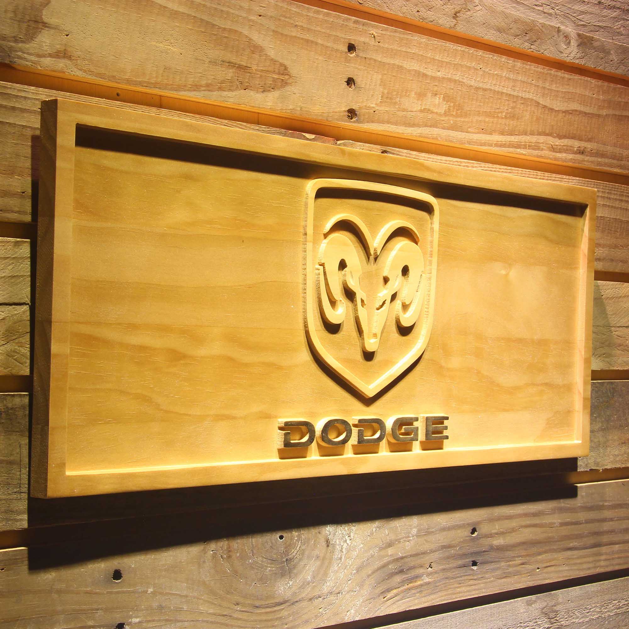 Dodge 3D Solid Wooden Craving Sign