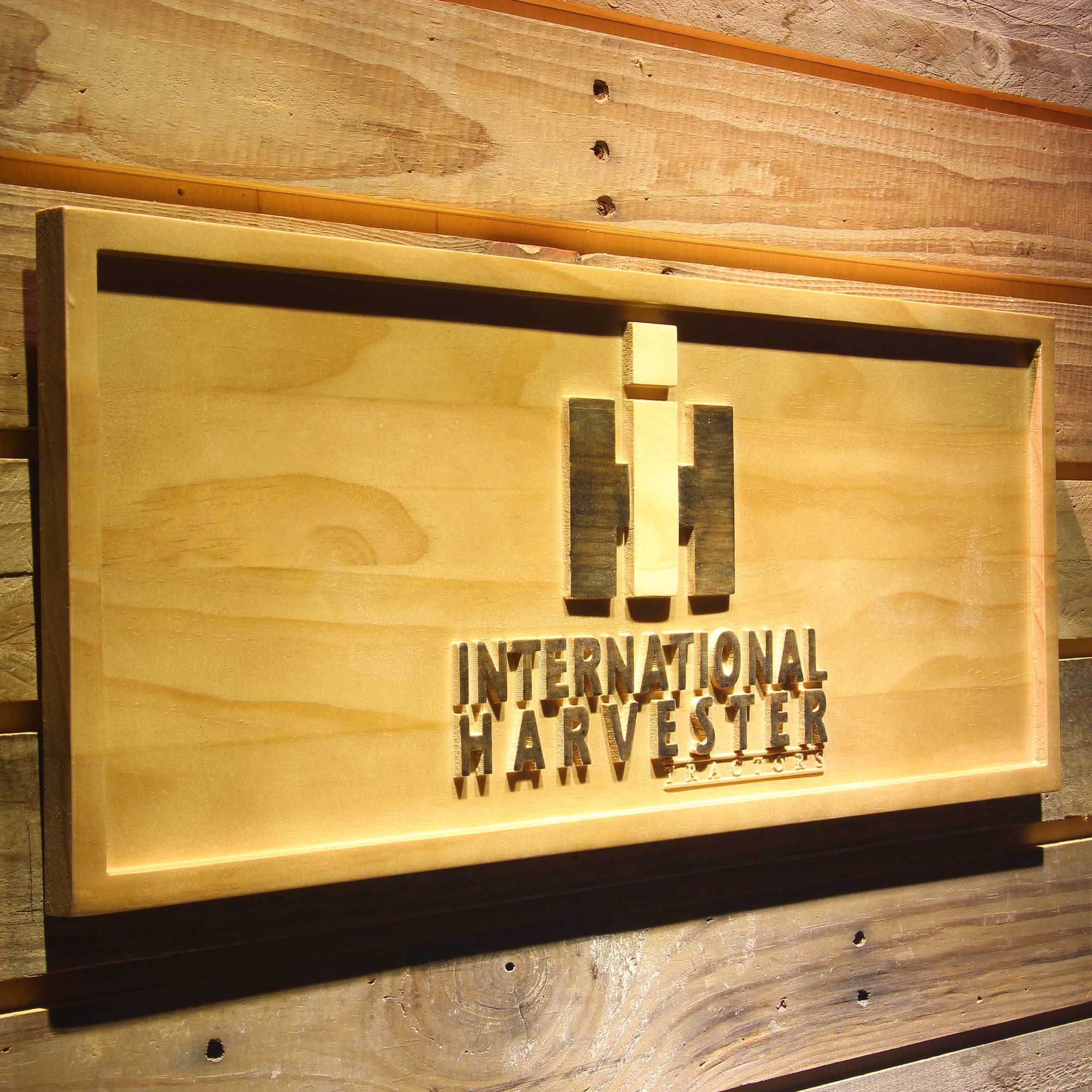 International Harvester 3D Solid Wooden Craving Sign