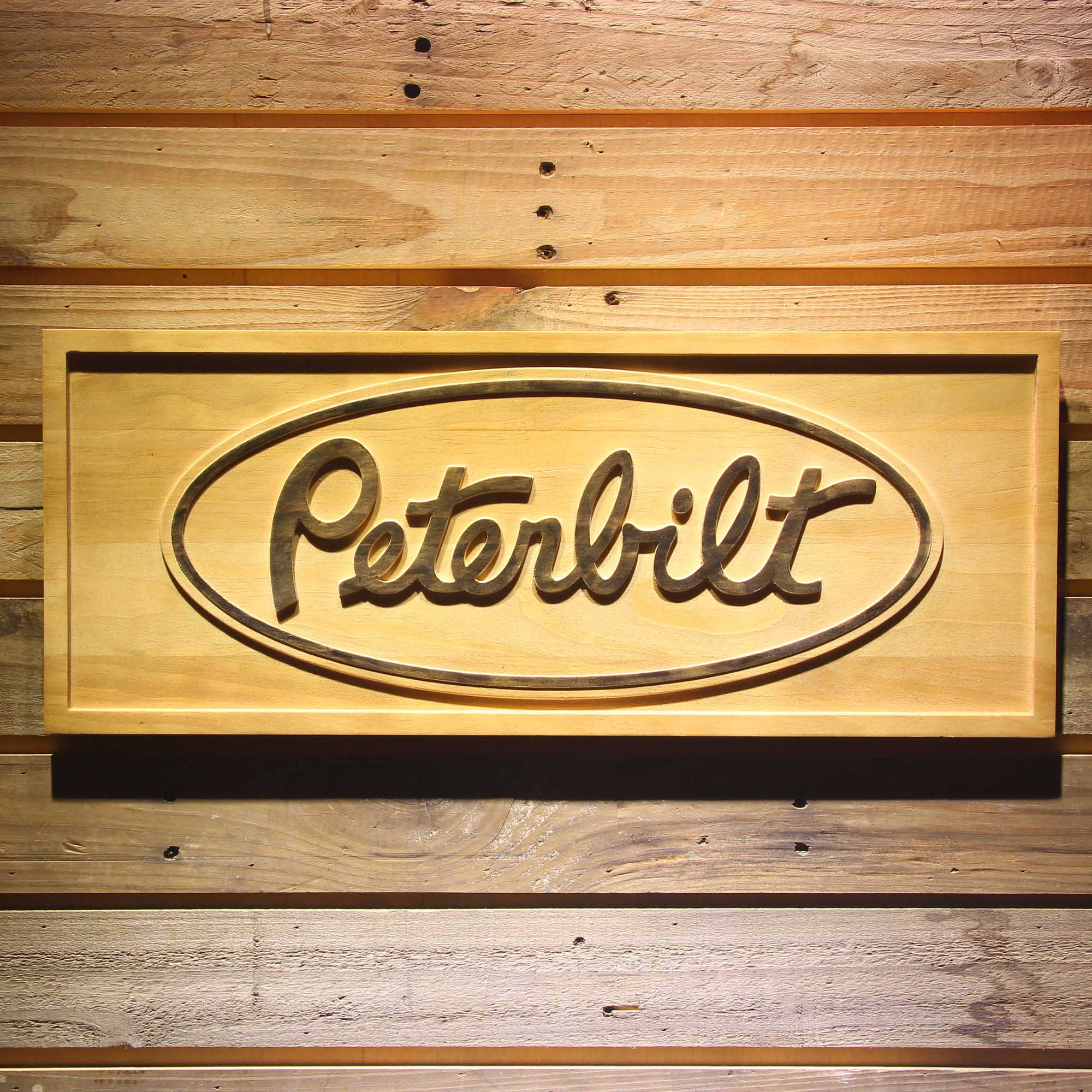 Peterbilt 3D Solid Wooden Craving Sign