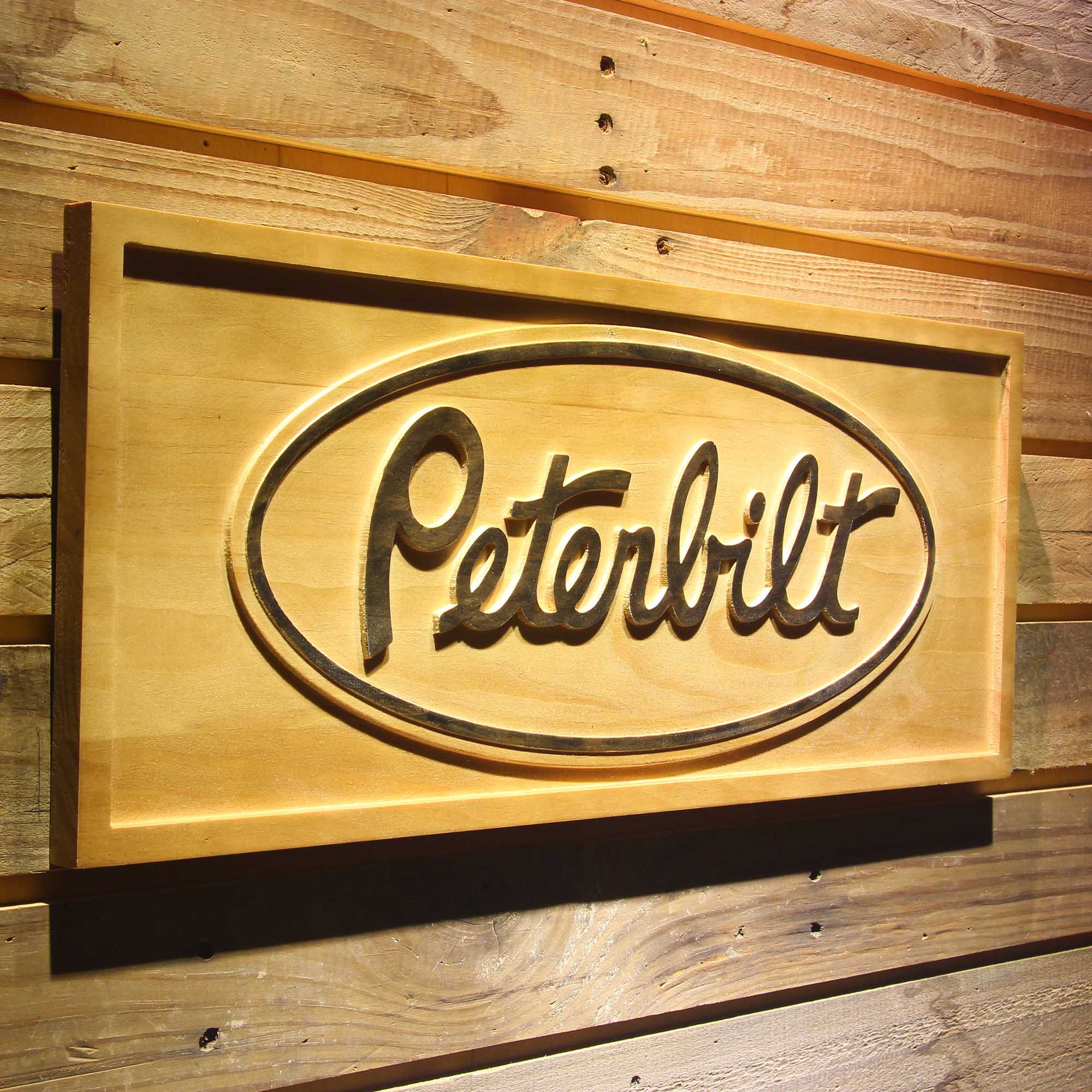 Peterbilt 3D Solid Wooden Craving Sign