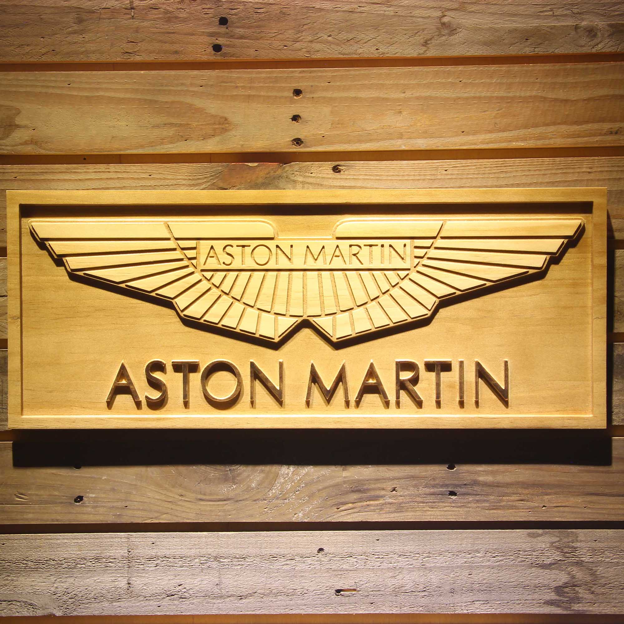 Aston Martin 3D Solid Wooden Craving Sign