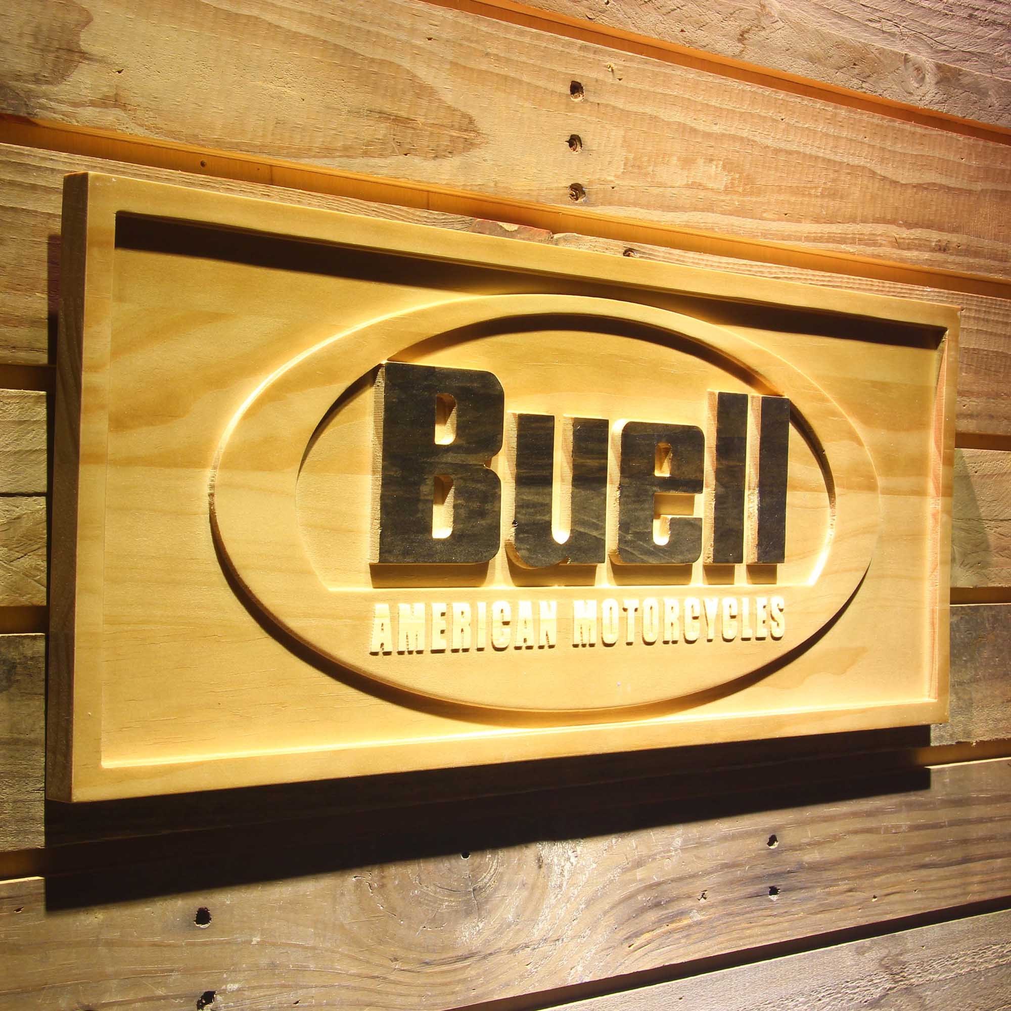 Buell 3D Solid Wooden Craving Sign