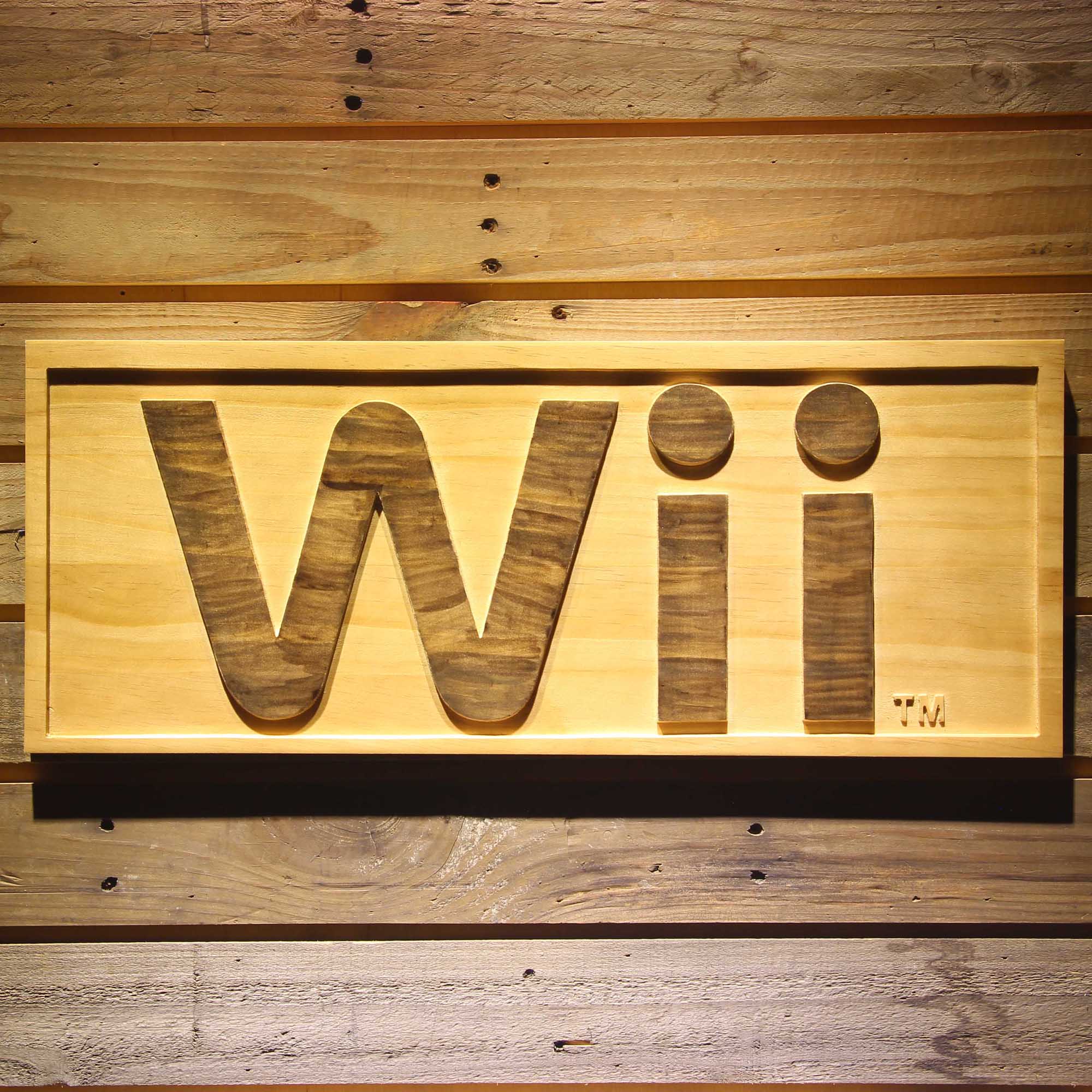 Wii 3D Solid Wooden Craving Sign
