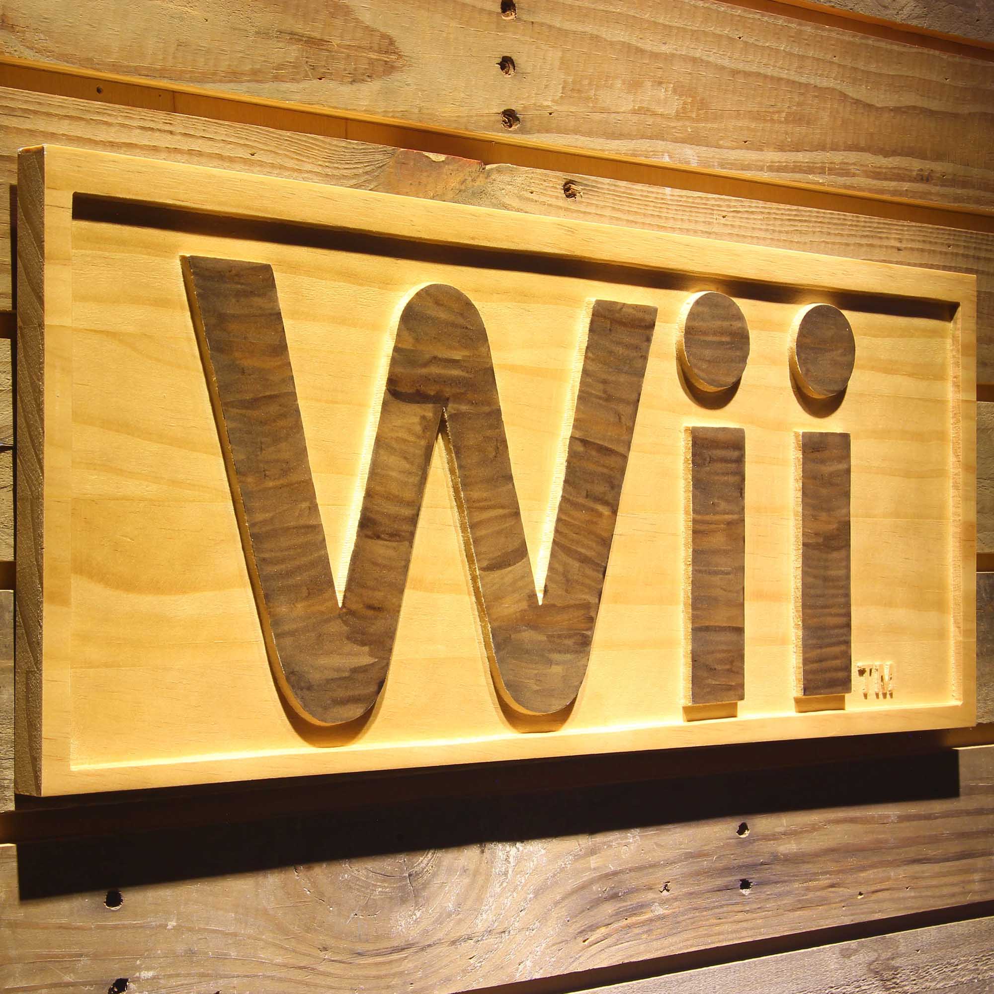 Wii 3D Solid Wooden Craving Sign