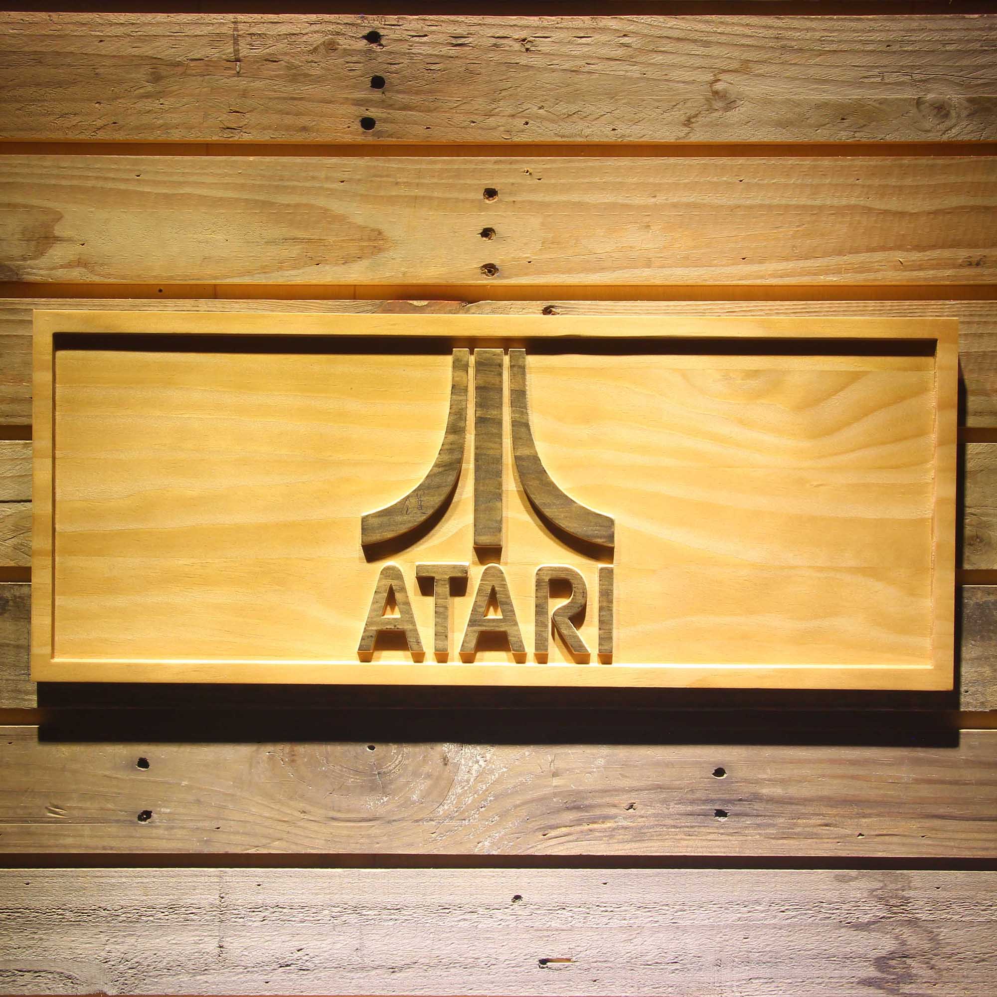 Atari 3D Solid Wooden Craving Sign