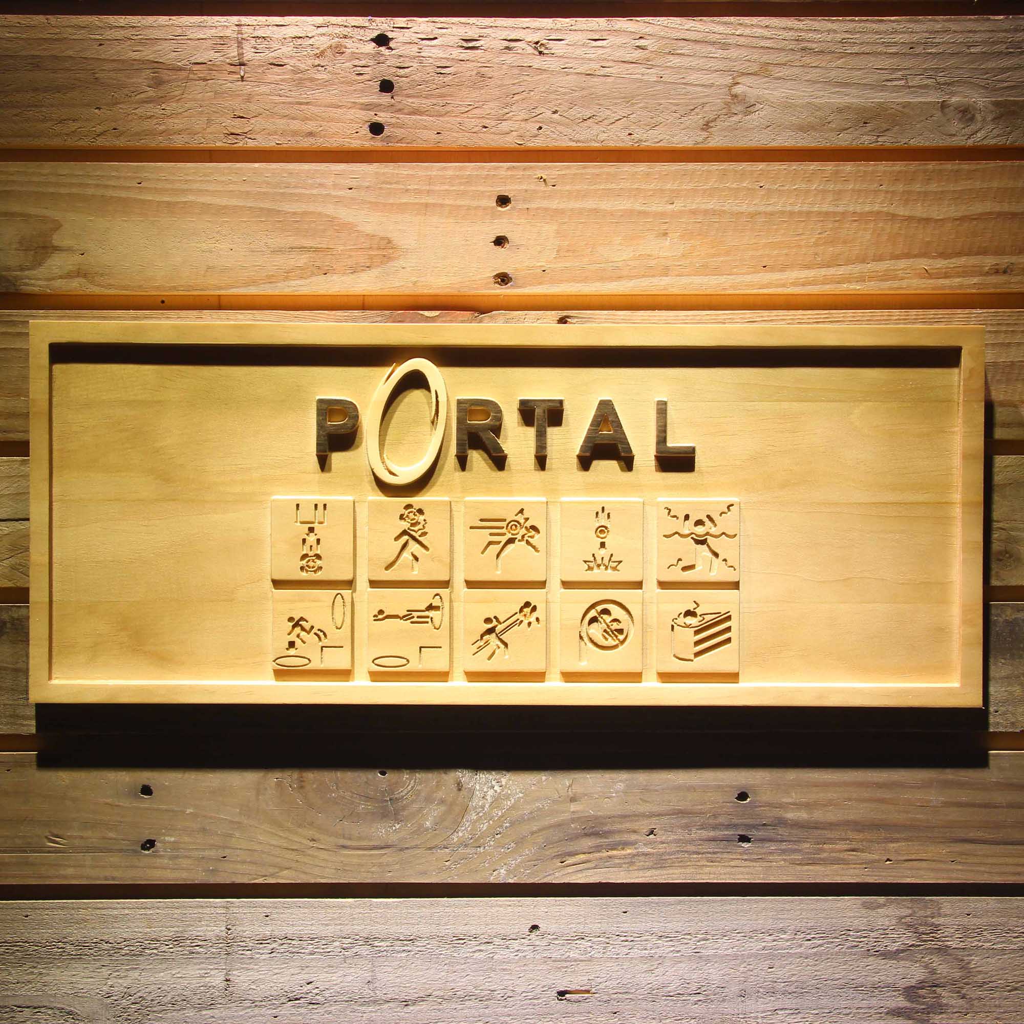 Portal 3D Solid Wooden Craving Sign
